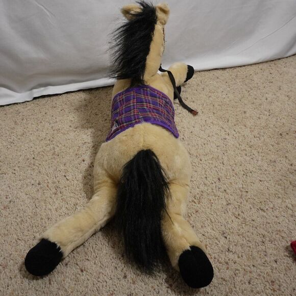 Saddle Club Large Realistic Horse Plush 28" Light Brown Tan Black Starlight‎ VTG - Picture 13 of 15